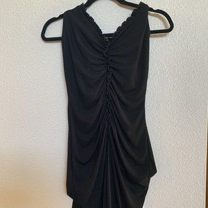 Vintage 90's LBD by BCBG Paris. Ruched halter dress. Sz L